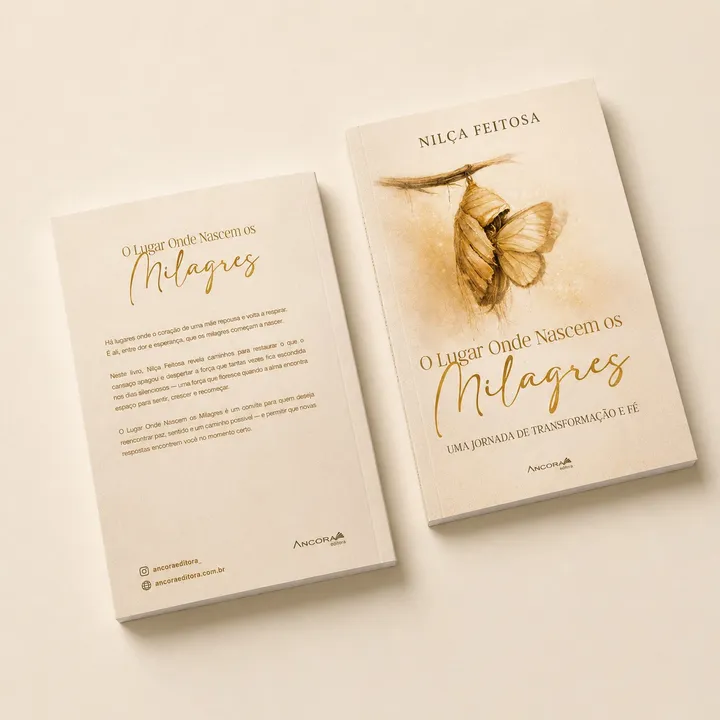 Capa e contracapa do livro dispostas sobre uma mesa