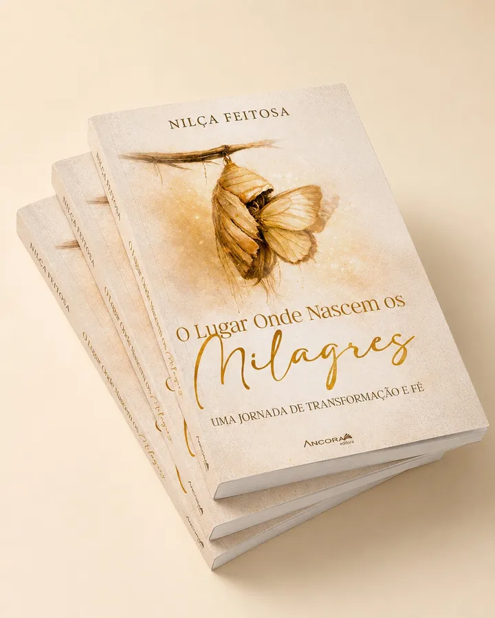 Três exemplares do livro empilhados mostrando a capa
